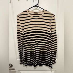 J. McLaughlin Black and Tan Striped Top